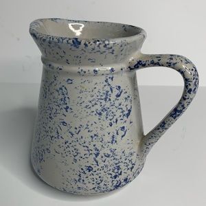 Vintage USA Blue Sponge Spongeware Tankard Pitcher